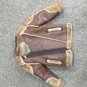 Jordan Craig faux shearling leather coat 5 brown warm moto no hood imper…